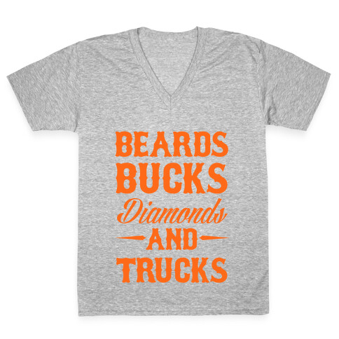 Beards, Bucks, Diamonds and Trucks V-Neck Tee Shirt