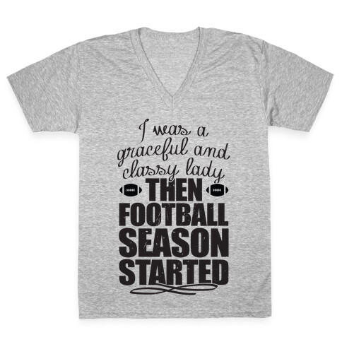 Football Lady V-Neck Tee Shirt