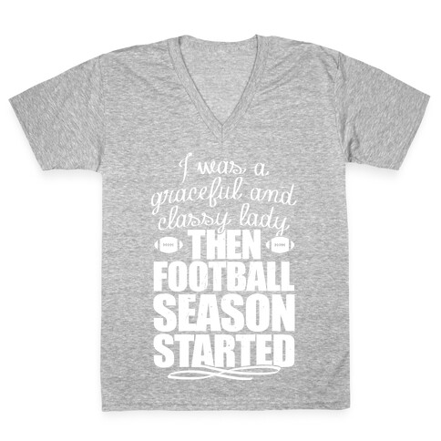 Football Lady V-Neck Tee Shirt