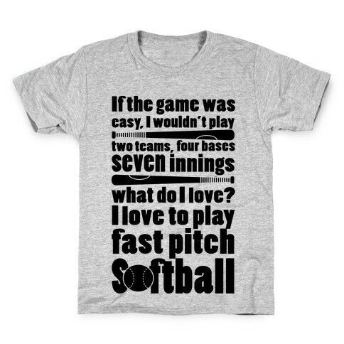 I Love Fast Pitch Softball Kids T-Shirt