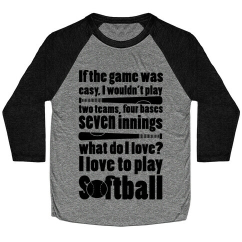 I Love Softball Softball Baseball Tee