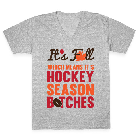 Hockey Season (Censored) V-Neck Tee Shirt