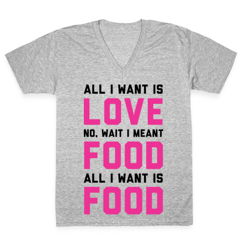 All I Want Is Food V-Neck Tee Shirt