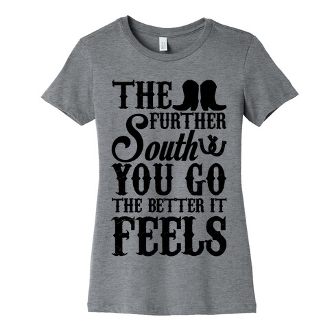 The Further South You Go The Better it Feels (Black Text) Womens T-Shirt