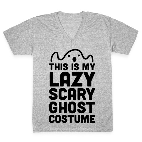 Lazy Scary Ghost Costume V-Neck Tee Shirt