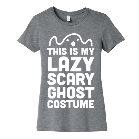 Lazy Scary Ghost Costume (White Ink) Womens T-Shirt