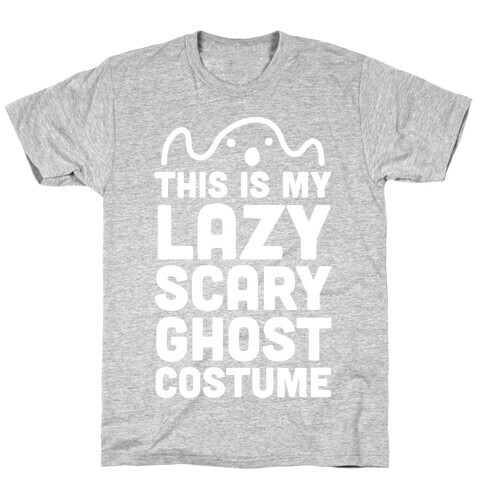 Lazy Scary Ghost Costume (White Ink) T-Shirt