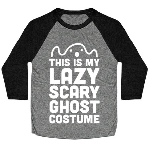Lazy Scary Ghost Costume (White Ink) Baseball Tee