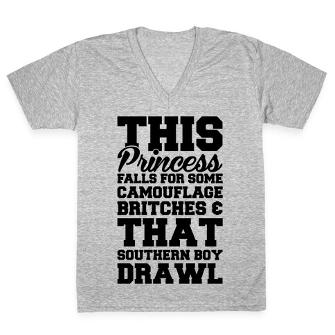 This Princess Falls For That Southern Boy Drawl V-Neck Tee Shirt