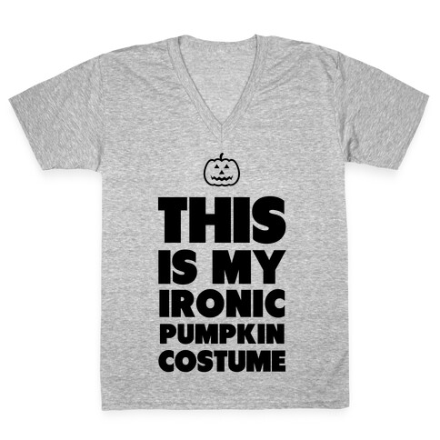 Ironic Pumpkin Costume V-Neck Tee Shirt