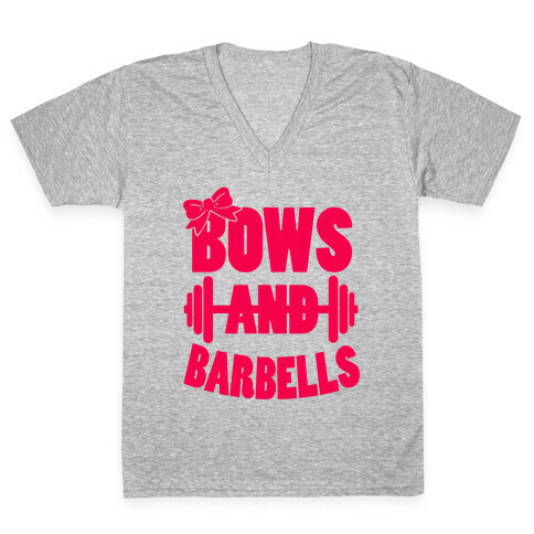 Bows and Barbells V-Neck Tee Shirt