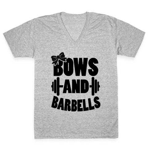 Bows and Barbells V-Neck Tee Shirt