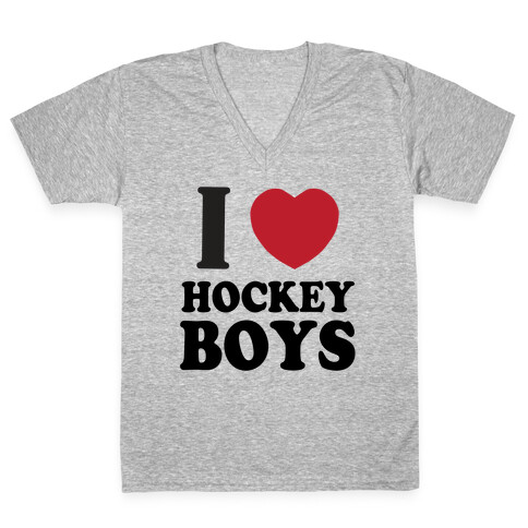 I Love Hockey Boys V-Neck Tee Shirt