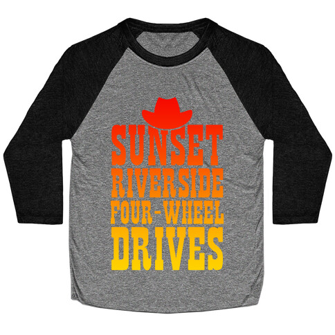 Sunset Riverside Four Wheel Drives Baseball Tee