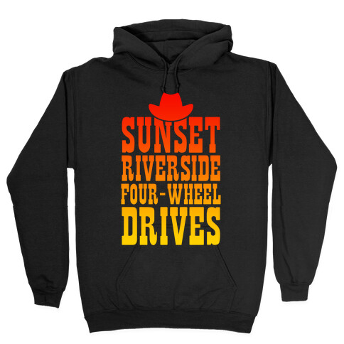 Sunset Riverside Four Wheel Drives Hooded Sweatshirt