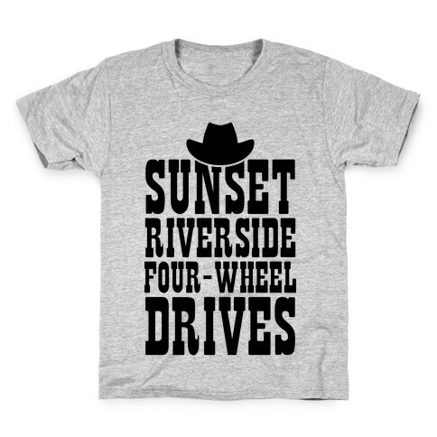 Sunset Riverside Four Wheel Drives Kids T-Shirt