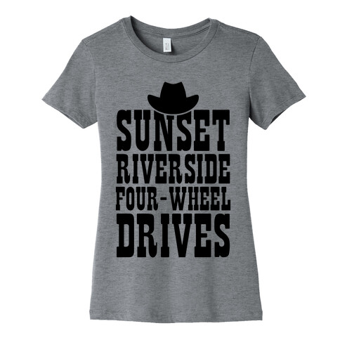 Sunset Riverside Four Wheel Drives Womens T-Shirt