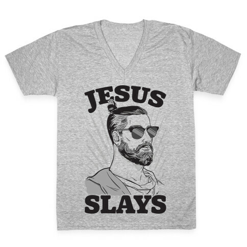 Jesus Slays V-Neck Tee Shirt