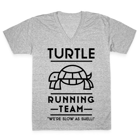 Turtle Running Team We're Slow As Shell V-Neck Tee Shirt