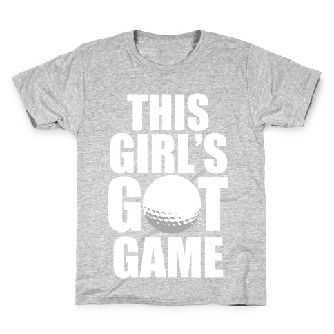 This Girl's Got Game (Golf) (White Ink) Kids T-Shirt