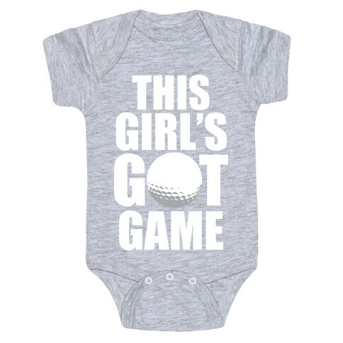 This Girl's Got Game (Golf) (White Ink) Baby One-Piece