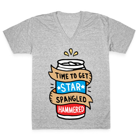 Time to Get Star Spangled Hammered V-Neck Tee Shirt