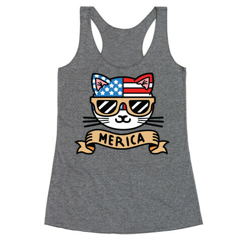 Merica Cat Racerback Tank Top