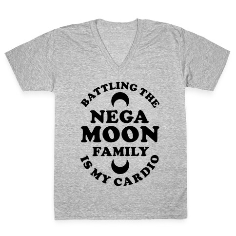 Battling the Negamoon Family is My Cardio V-Neck Tee Shirt