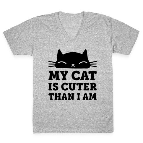 My Cat Is Cuter Than I Am V-Neck Tee Shirt