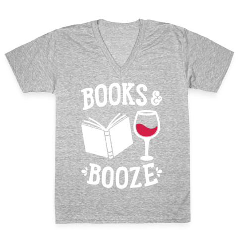 Books & Booze V-Neck Tee Shirt