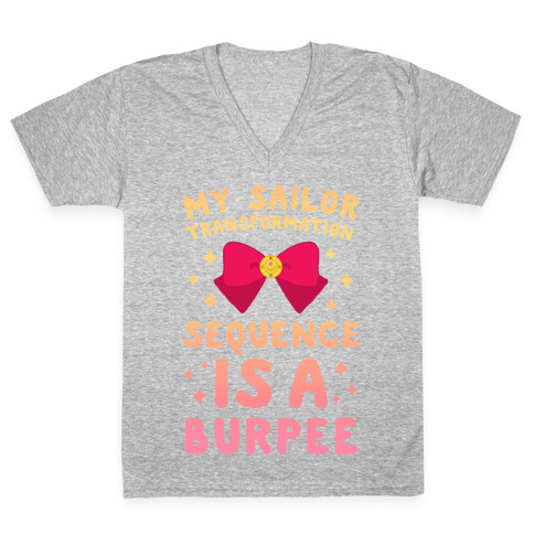 My Sailor Transformation Sequence is a Burpee (sunset) V-Neck Tee Shirt