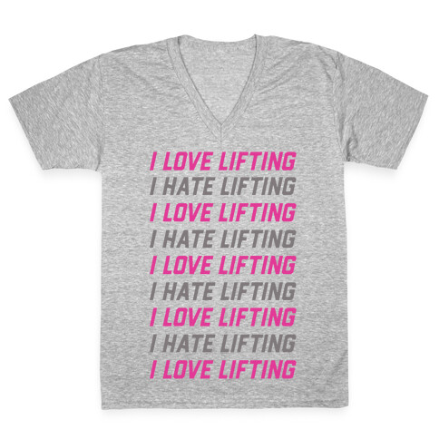 I Love Lifting I Hate Lifting V-Neck Tee Shirt