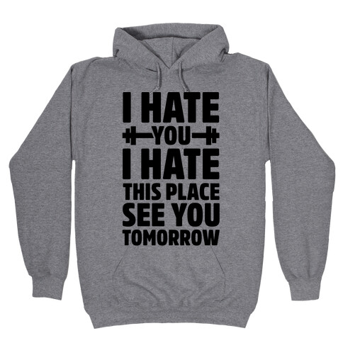 I Hate You I Hate This Place See You Tomorrow Hooded Sweatshirt