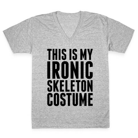 Ironic Skeleton Costume V-Neck Tee Shirt