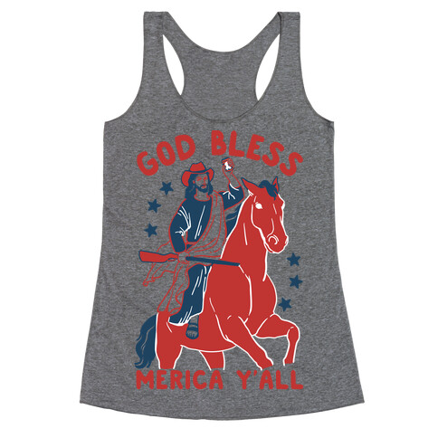 God Bless Merica Y'all: Cowboy Jesus Racerback Tank Top