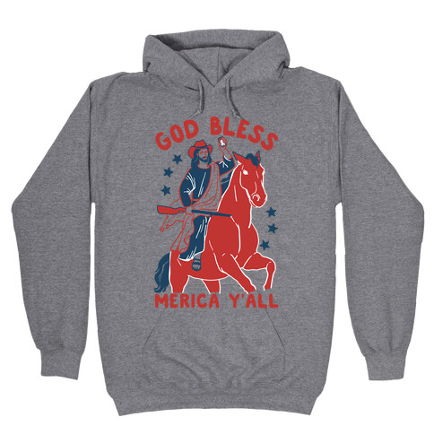 God Bless Merica Y'all: Cowboy Jesus Hooded Sweatshirt