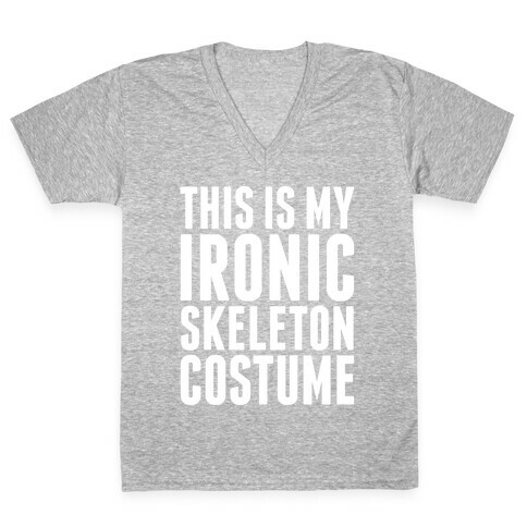 Ironic Skeleton Costume V-Neck Tee Shirt