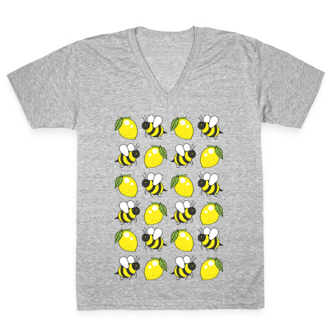 Lemon And Bee V-Neck Tee Shirt