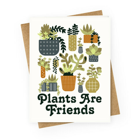 Plants Are Friends Retro Greeting Card