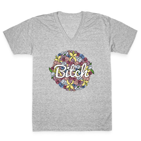 Floral Bitch V-Neck Tee Shirt