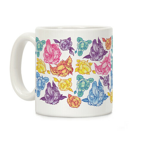 Rainbow Floral Penis Pattern Coffee Mug