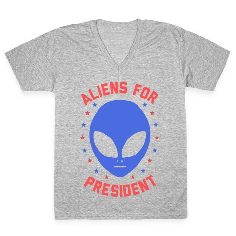 Aliens For President V-Neck Tee Shirt