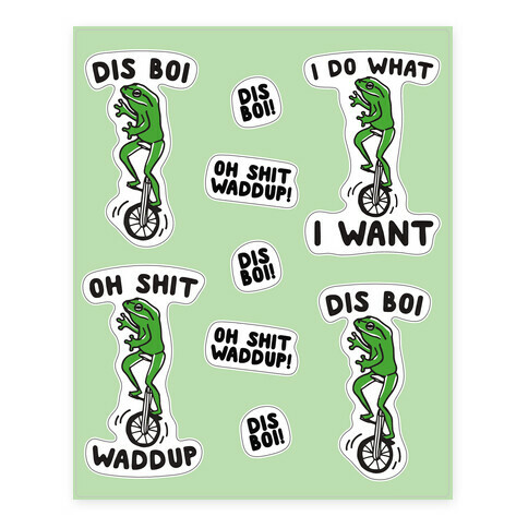 Dis Boi Funny Frog  Stickers and Decal Sheet