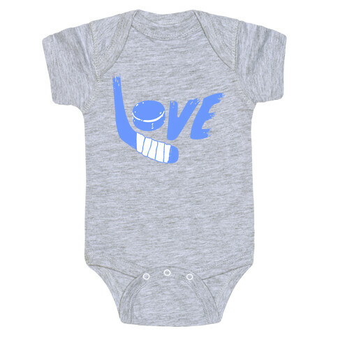 Love Hockey (Blue Letters)  Baby One-Piece