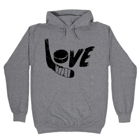 Love Hockey (Distressed)  Hooded Sweatshirt