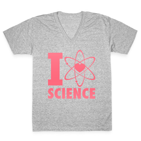 I Love Science (Atom Heart) V-Neck Tee Shirt