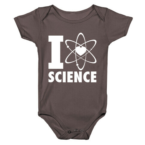 I Love Science (Atom Heart) (White Ink) Baby One-Piece