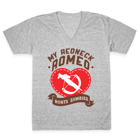 My Redneck Romeo Hunts Zombies V-Neck Tee Shirt