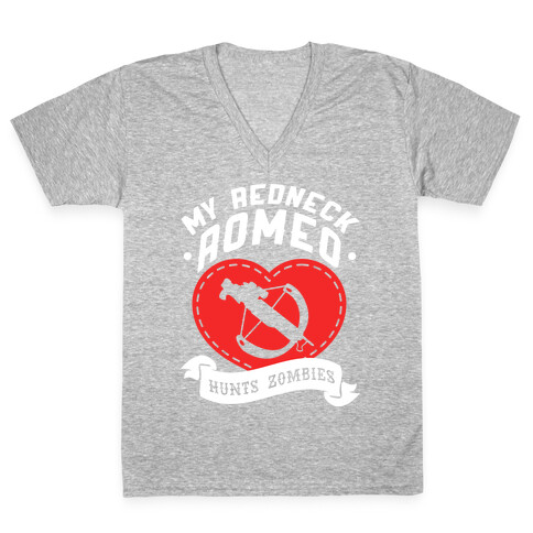 My Redneck Romeo Hunts Zombies V-Neck Tee Shirt