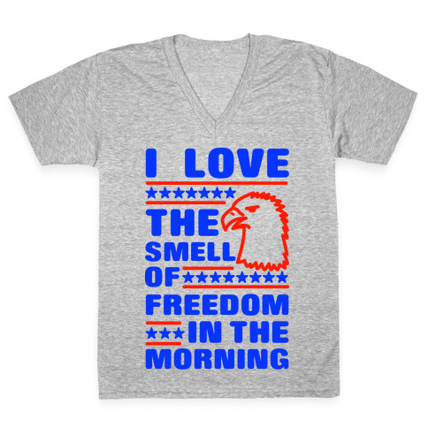 I Love The Smell Of Freedom Red and Blue V-Neck Tee Shirt